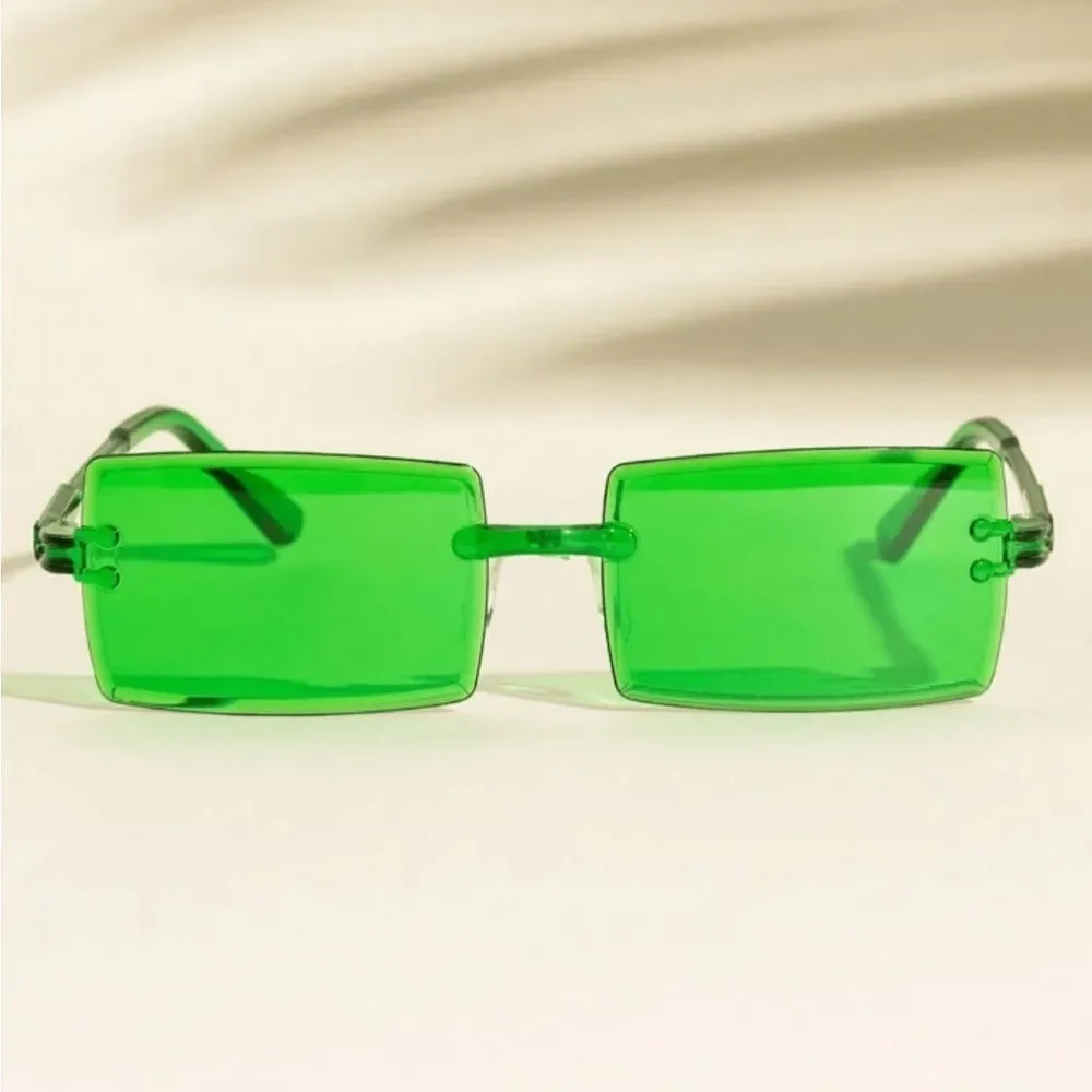 Unisex Stylish Green Rectangle Sunglasses
